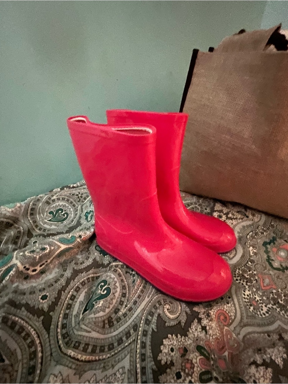 New Bright Pink Glossy Rain Boots [2/3] Made in Canada